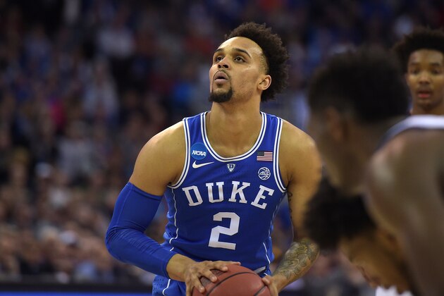 OMAHA, NE - MARCH 25: Gary Trent, Jr. #2 of the Duke Blue Devils concentrates at the free throw line against the Kansas Jayhawks during the 2018 NCAA Men's Basketball Tournament Midwest Regional Final at CenturyLink Center on March 25, 2018 in Omaha, Nebraska. (Photo by Lance King/Getty Images)