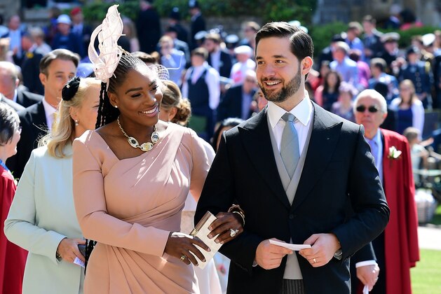 US tennis player Serena Williams and her husband Alexis Ohanian arrive for the wedding ceremony of Britain's Prince Harry, Duke of Sussex and US actress Meghan Markle at St George's Chapel, Windsor Castle, in Windsor, on May 19, 2018. (Photo by Ian West / POOL / AFP)        (Photo credit should read IAN WEST/AFP/Getty Images)