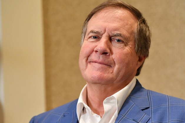 ORLANDO, FL - MARCH 27:  New England Patriots head coach Bill Belichick answers questions during the AFC & NFC coaches breakfast at the 2018 NFL Annual Meetings at the Ritz Carlton Orlando, Great Lakes on March 27, 2018 in Orlando, Florida. (Photo by B51/Mark Brown/Getty Images)