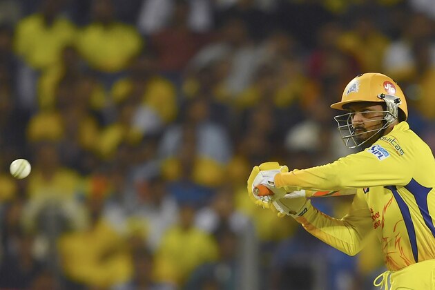 Chennai Super Kings cricketer Harbhajan Singh plays a shot during the 2018 Indian Premier League (IPL) Twenty20 cricket match between Chennai Super Kings and Kings XI Punjab at the Maharashtra Cricket Association Stadium in Pune on May 20, 2018. (Photo by INDRANIL MUKHERJEE / AFP)        (Photo credit should read INDRANIL MUKHERJEE/AFP/Getty Images)