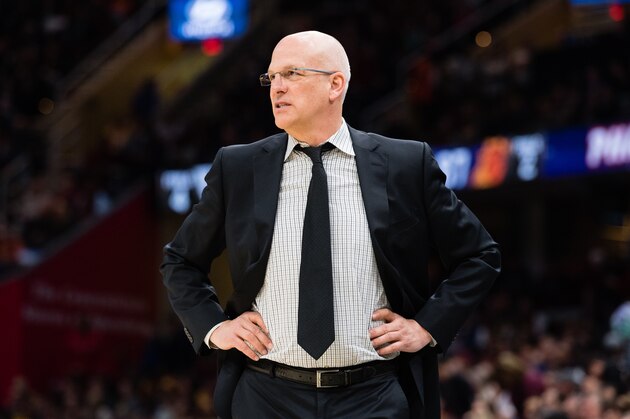 CLEVELAND, OH - MARCH 23: Jay Triano of the Phoenix Suns watches his players from the sidelines during the second half against the Cleveland Cavaliers at Quicken Loans Arena on March 23, 2018 in Cleveland, Ohio. The Cavaliers defeated the Suns 120-95. NOTE TO USER: User expressly acknowledges and agrees that, by downloading and or using this photograph, User is consenting to the terms and conditions of the Getty Images License Agreement. (Photo by Jason Miller/Getty Images)