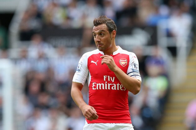 Arsenal's captain Santi Cazorla during their English Premier League soccer match between Newcastle United and Arsenal at St James' Park, Newcastle, England, Saturday, Aug. 29, 2015. (AP Photo/Scott Heppell)