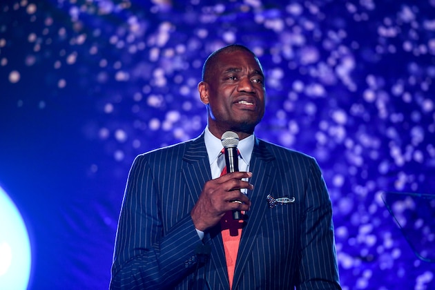 ATLANTA, GA - APRIL 12:  Global Humanitarian Award Honoree Dikembe Mutombo speaks at the Fourth Annual UNICEF Gala at The Foundry At Puritan Mill on April 12, 2018 in Atlanta, Georgia.  (Photo by Marcus Ingram/Getty Images for UNICEF)