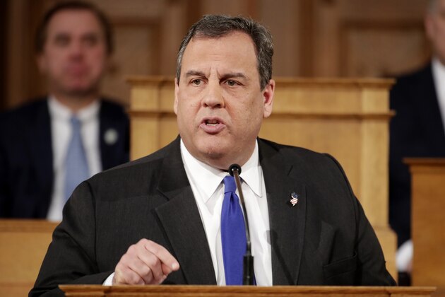 New Jersey Gov. Chris Christie delivers his final state of the state address at the Statehouse in Trenton, N.J., Tuesday, Jan. 9, 2018. He will be turning over state government control to Democratic Gov.-elect Phil Murphy, who takes office on Jan. 16. (AP Photo/Julio Cortez)