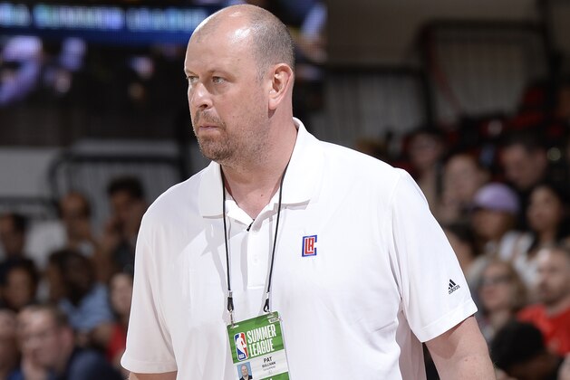 LAS VEGAS, NV - JULY 10: Pat Sullivan of the Los Angeles Clippers looks on during the game against the Milwaukee Bucks during the 2017 Las Vegas Summer League on July 10, 2017 at the Cox Pavilion in Las Vegas, Nevada. NOTE TO USER: User expressly acknowledges and agrees that, by downloading and or using this Photograph, user is consenting to the terms and conditions of the Getty Images License Agreement. Mandatory Copyright Notice: Copyright 2017 NBAE (Photo by David Dow/NBAE via Getty Images)