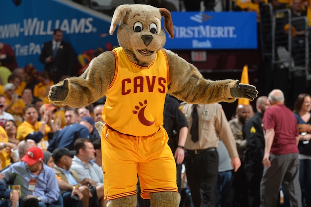 CLEVELAND,OH - MAY 4 :  Mascot Moondog of the Cleveland Cavaliers gets the fans into the game against the Atlanta Hawks during the Eastern Conference Semifinals Game One on May 4, 2016 at The Quicken Loans Arena in Cleveland, Ohio. NOTE TO USER: User expressly acknowledges and agrees that, by downloading and/or using this Photograph, user is consenting to the terms and conditions of the Getty Images License Agreement. Mandatory Copyright Notice: Copyright 2016 NBAE (Photo by Jesse D. Garrabrant/NBAE via Getty Images)