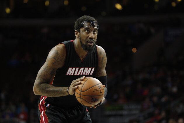 Miami Heat's Amar'e Stoudemire in action during an NBA basketball game against the Philadelphia 76ers, Friday, March 4, 2016, in Philadelphia. (AP Photo/Matt Slocum)