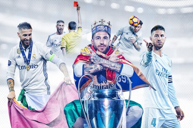 Real Madrid's Sergio Ramos celebrates after the Champions League semifinal second leg soccer match between Real Madrid and FC Bayern Munich at the Santiago Bernabeu stadium in Madrid, Spain, Tuesday, May 1, 2018. (AP Photo/Francisco Seco)