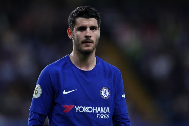 LONDON, ENGLAND - MAY 09: Alvaro Morata of Chelsea during the Premier League match between Chelsea and Huddersfield Town at Stamford Bridge on May 9, 2018 in London, England. (Photo by Catherine Ivill/Getty Images)