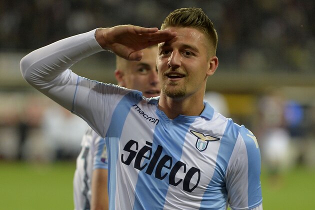 TURIN, TORINO - APRIL 29:  Sergej Milinkovic Savic of SS Lazio celebrate a opening goal during the serie A match between Torino FC and SS Lazio at Stadio Olimpico di Torino on April 29, 2018 in Turin, Italy.  (Photo by Marco Rosi/Getty Images)