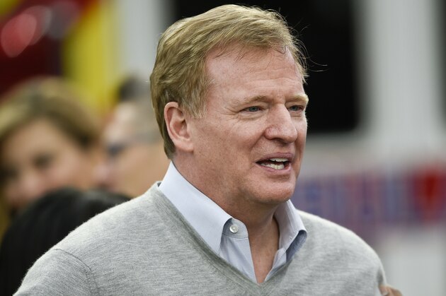 NFL Commissioner Roger Goodell looks on before an NFL football wild-card playoff game between the Los Angeles Rams and the Atlanta Falcons Saturday, Jan. 6, 2018, in Los Angeles. (AP Photo/Kelvin Kuo)