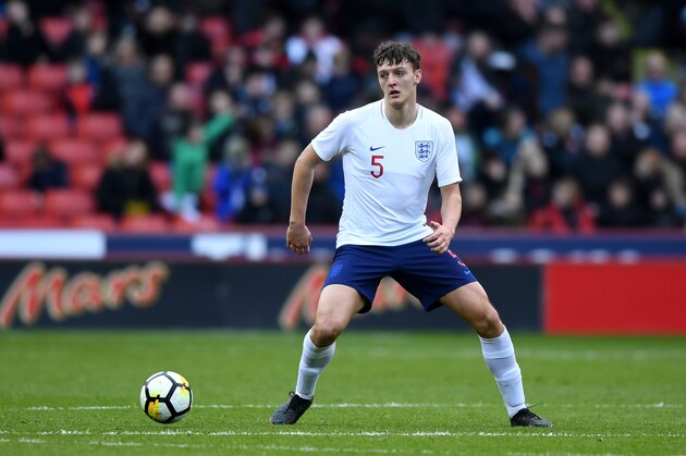 Dael Fry of England during the U21 European Championship Qualifier between England U21 and Ukraine U21 at Bramall Lane on March 27, 2018 in Sheffield, England.  (Photo by Gareth Copley/Getty Images)