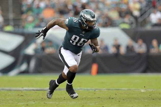 Philadelphia Eagles defensive end Derek Barnett (96) in action against the Arizona Cardinals during an NFL game at Lincoln Financial Field in Philadelphia, PA on Sunday, Oct. 08, 2017. (AP Photo/Brad Penner)