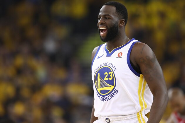 OAKLAND, CA - MAY 26:  Draymond Green #23 of the Golden State Warriors reacts after a play against the Houston Rockets during Game Six of the Western Conference Finals in the 2018 NBA Playoffs at ORACLE Arena on May 26, 2018 in Oakland, California. NOTE TO USER: User expressly acknowledges and agrees that, by downloading and or using this photograph, User is consenting to the terms and conditions of the Getty Images License Agreement.  (Photo by Ezra Shaw/Getty Images)