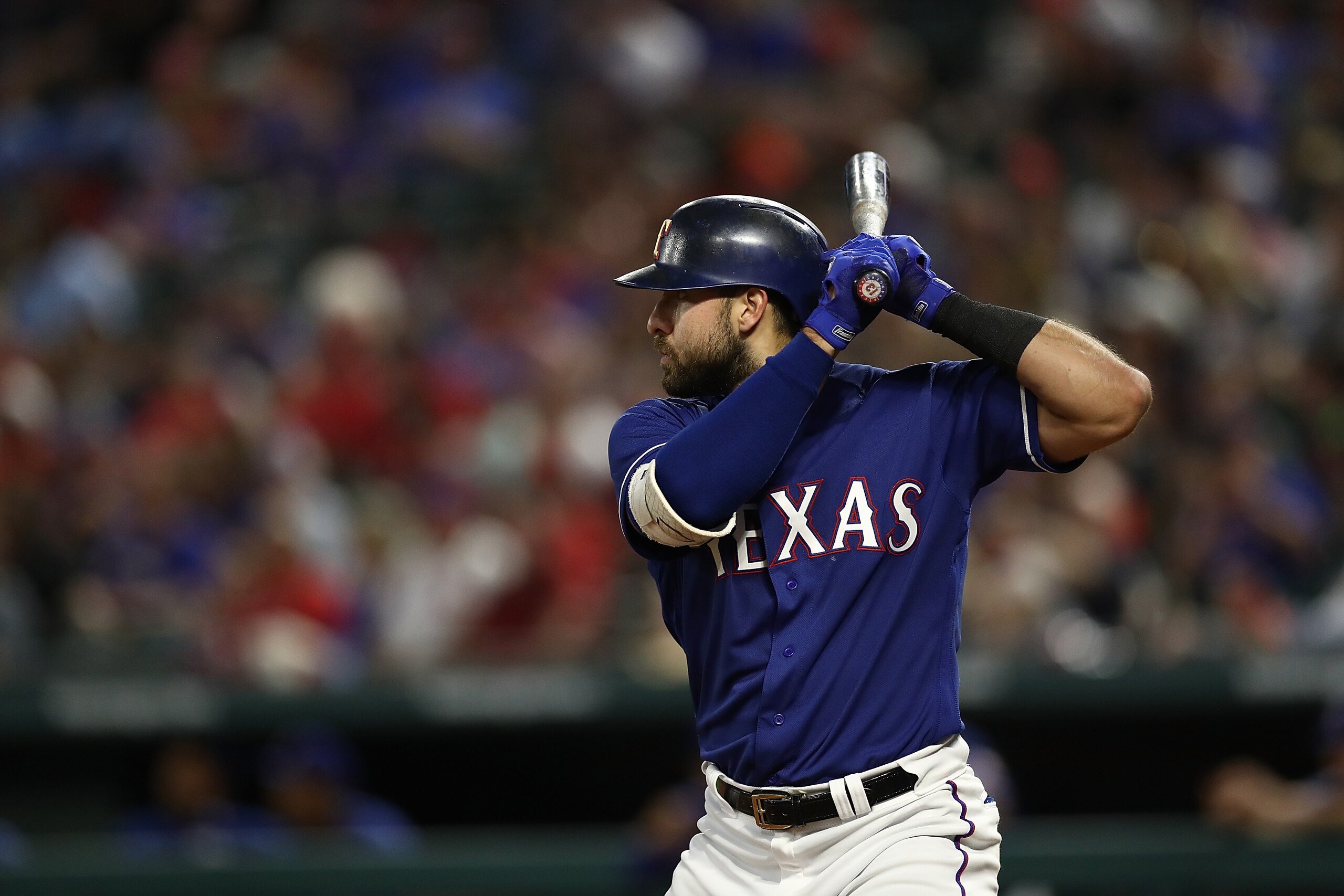 ARLINGTON, TX - MAY 22: Joey Gallo #13 of the Texas Rangers at Globe Life Park in Arlington on May 22, 2018 in Arlington, Texas. (Photo by Ronald Martinez/Getty Images) ARLINGTON, TX - MAY 22: Joey Gallo #13 of the Texas Rangers at Globe Life Park in Arlington on May 22, 2018 in Arlington, Texas. (Photo by Ronald Martinez/Getty Images)