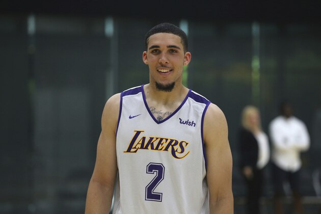 LiAngelo Ball participates in a pre-draft workout at the Los Angeles Lakers' NBA basketball facility in El Segundo, Calif., Tuesday, May 29, 2018. (AP Photo/Reed Saxon)