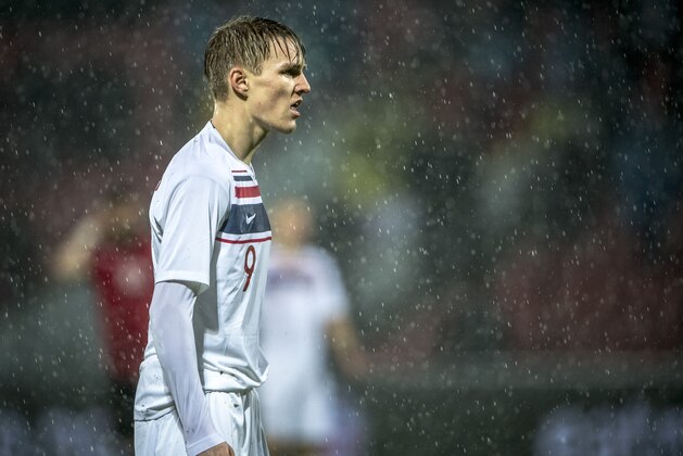 ELBASAN, ALBANIA - MARCH 26: Martin Odegaard of Norway during International friendly match between Albania and Norway on March 26, 2018 at Elbasan Arena in Elbasan, Albania. (Photo by Trond Tandberg/Getty Images)