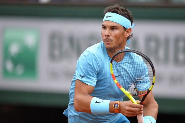 PARIS, FRANCE - MAY 29:  Rafael Nadal of Spain in action during his men's singles first round match against Simone Bolelli of Italy during day 3 of the 2018 French Open at Roland Garros on May 29, 2018 in Paris, France.  (Photo by Aurelien Meunier/Getty Images)
