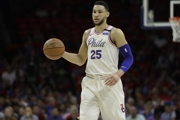 Philadelphia 76ers' Ben Simmons in action during Game 4 of an NBA basketball second-round playoff series against the Boston Celtics, Monday, May 7, 2018, in Philadelphia. (AP Photo/Matt Slocum)