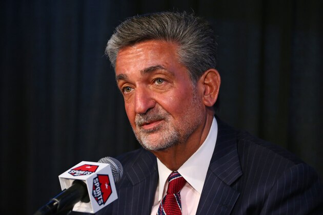 WASHINGTON, DC - APRIL 27:  Ted Leonsis, the Owner & CEO of Monumental Sports & Entertainment, introduces the Washington Wizards new head coach, Scott Brooks, during a press conference on April 27, 2016 at Verizon Center in Washington, DC. NOTE TO USER: User expressly acknowledges and agrees that, by downloading and or using this Photograph, user is consenting to the terms and conditions of the Getty Images License Agreement. Mandatory Copyright Notice: Copyright 2016 NBAE (Photo by Ned Dishman/NBAE via Getty Images)