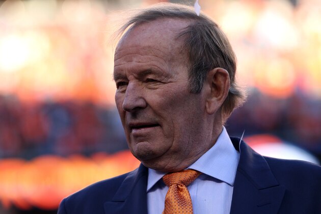 DENVER, CO - JANUARY 19:  Team owner of the Denver Broncos Pat Bowlen celebrates after they defeated the New England Patriots 26 to 16 during the AFC Championship game at Sports Authority Field at Mile High on January 19, 2014 in Denver, Colorado.  (Photo by Doug Pensinger/Getty Images)