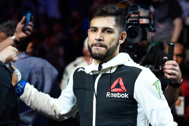 DALLAS, TX - MAY 13:  Yair Rodriguez prepares to enter the Octagon before facing Frankie Edgar in their featherweight fight during the UFC 211 event at the American Airlines Center on May 13, 2017 in Dallas, Texas. (Photo by Josh Hedges/Zuffa LLC/Zuffa LLC via Getty Images)