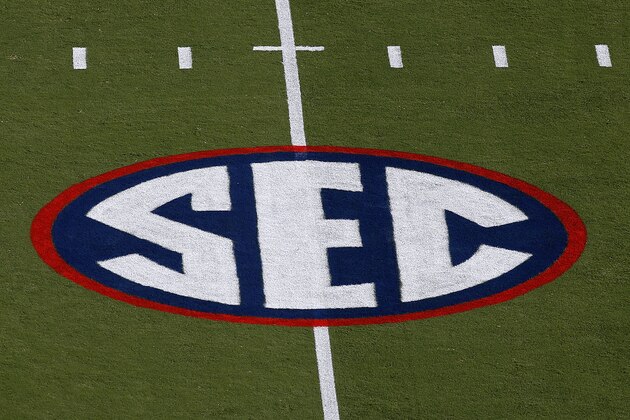 OXFORD, MS - SEPTEMBER 02:  The SEC logo is seen before a game between the Mississippi Rebels and the South Alabama Jaguars at Vaught-Hemingway Stadium on September 2, 2017 in Oxford, Mississippi.  (Photo by Jonathan Bachman/Getty Images)