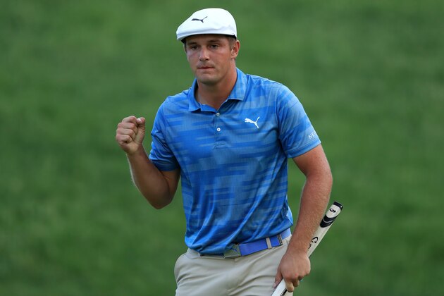DUBLIN, OH - JUNE 01:  Bryson DeChambeau reacts to a birdie on the 17th hole during the second round of The Memorial Tournament Presented by Nationwide at Muirfield Village Golf Club on June 1, 2018 in Dublin, Ohio.  (Photo by Sam Greenwood/Getty Images)