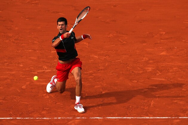 PARIS, FRANCE - JUNE 03:  Novak Djokovic of Serbia plays a forehand during the mens singles fourth round match against Fernando Verdasco of Spain during day eight of the 2018 French Open at Roland Garros on June 3, 2018 in Paris, France.  (Photo by Matthew Stockman/Getty Images)