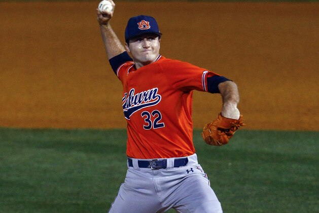 Auburn pitcher Casey Mize throws a pitch during the first inning of a Southeastern Conference tournament NCAA college baseball game against Texas A&M, Thursday, May 24, 2018, in Hoover, Ala. (AP Photo/Butch Dill) Auburn pitcher Casey Mize throws a pitch during the first inning of a Southeastern Conference tournament NCAA college baseball game against Texas A&M, Thursday, May 24, 2018, in Hoover, Ala. (AP Photo/Butch Dill)