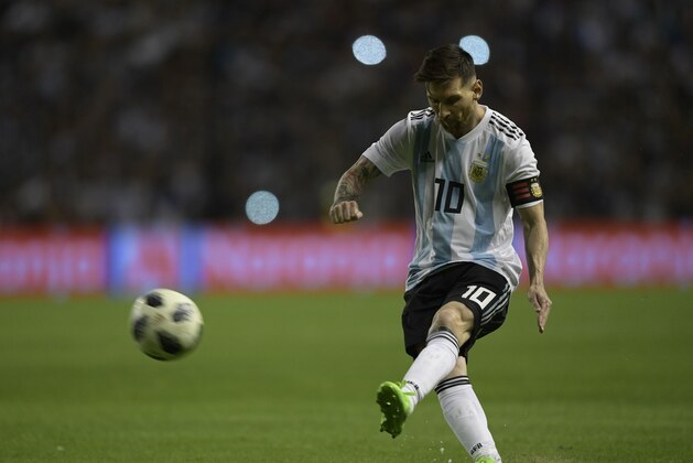 Argentina's forward Lionel Messi is pictured during the international friendly football match against Haiti at Boca Juniors' stadium La Bombonera in Buenos Aires, on May 29, 2018. (Photo by JUAN MABROMATA / AFP)        (Photo credit should read JUAN MABROMATA/AFP/Getty Images)