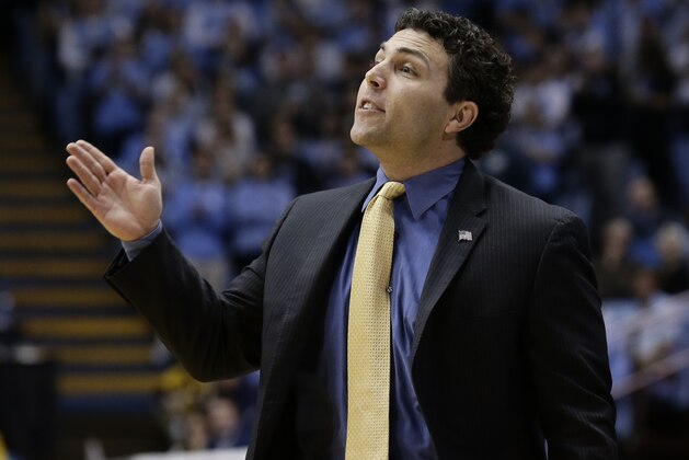 Georgia Tech head coach Josh Pastner directs his players during the first half of an NCAA college basketball game against North Carolina in Chapel Hill, N.C., Saturday, Jan. 20, 2018. (AP Photo/Gerry Broome)
