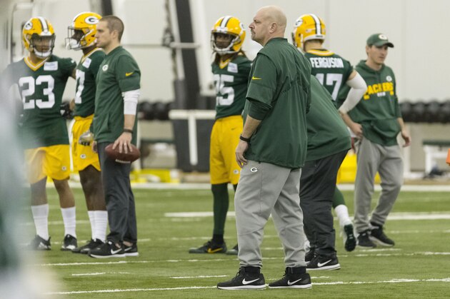Green Bay Packers defensive coordinator Mike Pettine during Packers football rookie orientation in Green Bay, Wis., Friday, May 4, 2018. (AP Photo/Mike Roemer) Green Bay Packers defensive coordinator Mike Pettine during Packers football rookie orientation in Green Bay, Wis., Friday, May 4, 2018. (AP Photo/Mike Roemer)