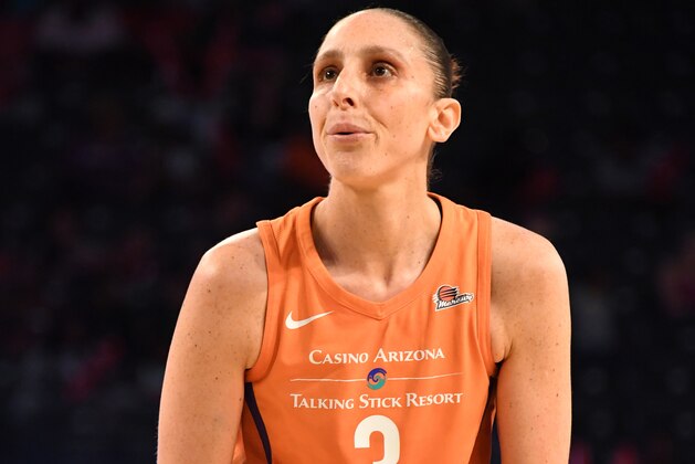 ATLANTA, GA - JUNE 3:  Diana Taurasi #3 of the Phoenix Mercury handles the ball against the Atlanta Dream on June 3, 2018 at Hank McCamish Pavilion in Atlanta, Georgia.  NOTE TO USER: User expressly acknowledges and agrees that, by downloading and/or using this Photograph, user is consenting to the terms and conditions of the Getty Images License Agreement. Mandatory Copyright Notice: Copyright 2018 NBAE (Photo by Scott Cunningham/NBAE via Getty Images)