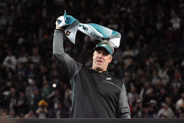 MINNEAPOLIS, MN - FEBRUARY 04: Head coach Doug Pederson of the Philadelphia Eagles celebrates defeating the New England Patriots in Super Bowl LII at U.S. Bank Stadium on February 4, 2018 in Minneapolis, Minnesota. The Eagles defeated the Patriots 41-33. (Photo by Focus on Sport/Getty Images) *** Local Caption *** Doug Pederson