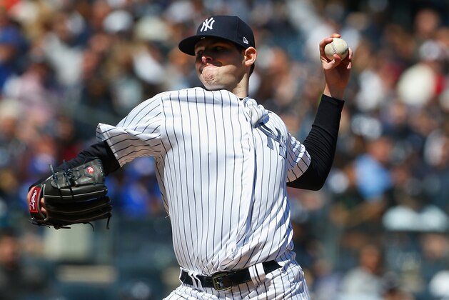 NEW YORK, NY - APRIL 21:  Jordan Montgomery #47 of the New York Yankees in action against the Toronto Blue Jays at Yankee Stadium on April 21, 2018 in the Bronx borough of New York City. The Yankees defeated the Blue Jays 9-1.  (Photo by Jim McIsaac/Getty Images)