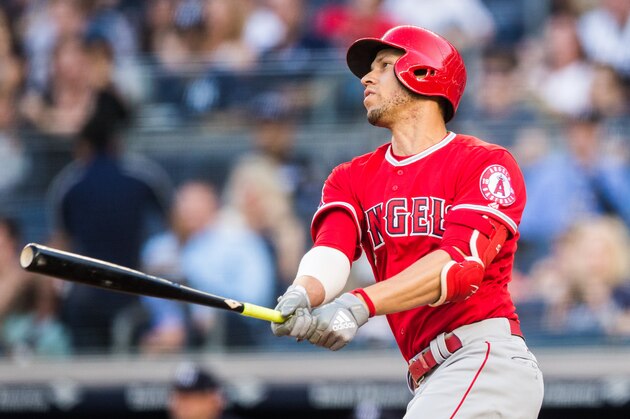 NEW YORK, NY - MAY 25:  Andrelton Simmons #2 of the Los Angeles Angels bats during the game against the New York Yankees at Yankee Stadium on Friday May 25, 2018 in the Bronx borough of New York City. (Photo by Rob Tringali/SportsChrome/Getty Images)