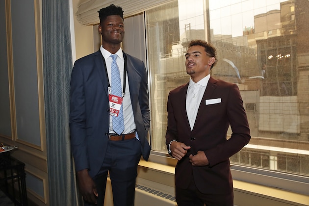 CHICAGO - MAY 15: NBA Draft Prospects Trae Young and Mohamed Bamba are photographed during the 2018 NBA Draft Lottery at the Palmer House Hotel on May 15, 2018 in Chicago Illinois. NOTE TO USER: User expressly acknowledges and agrees that, by downloading and/or using this photograph, user is consenting to the terms and conditions of the Getty Images License Agreement. Mandatory Copyright Notice: Copyright 2018 NBAE (Photo by Kamil Krzaczynski/NBAE via Getty Images) CHICAGO - MAY 15: NBA Draft Prospects Trae Young and Mohamed Bamba are photographed during the 2018 NBA Draft Lottery at the Palmer House Hotel on May 15, 2018 in Chicago Illinois. NOTE TO USER: User expressly acknowledges and agrees that, by downloading and/or using this photograph, user is consenting to the terms and conditions of the Getty Images License Agreement. Mandatory Copyright Notice: Copyright 2018 NBAE (Photo by Kamil Krzaczynski/NBAE via Getty Images)