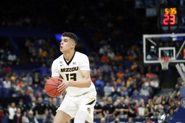 Missouri's Michael Porter Jr. shoots during the first half in an NCAA college basketball game against Georgia at the Southeastern Conference tournament Thursday, March 8, 2018, in St. Louis. (AP Photo/Jeff Roberson)