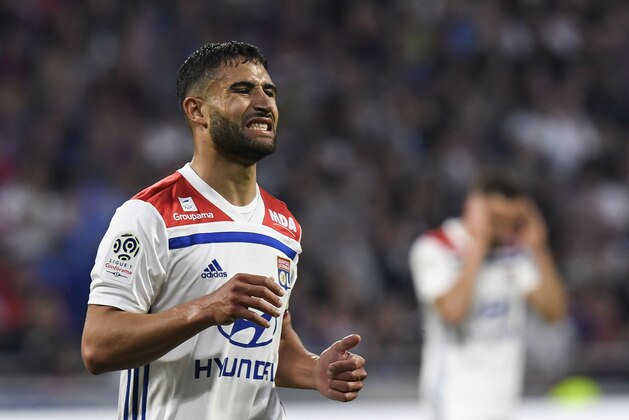 Lyon's French midfielder Nabil Fekir reacts after missing a goal during the French L1 football match between Olympique Lyonnais and OGC Nice, on May 19, 2018, at the Groupama Stadium in Decines-Charpieu near Lyon, central-eastern France. (Photo by PHILIPPE DESMAZES / AFP)        (Photo credit should read PHILIPPE DESMAZES/AFP/Getty Images)
