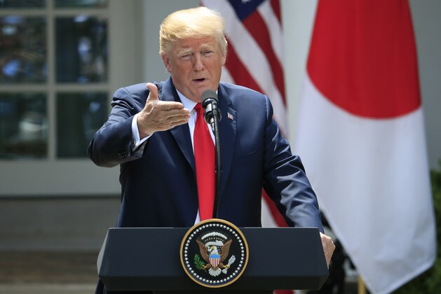 President Donald Trump speak during a news conference with Japanese Prime Minister Shinzo Abe in the Rose Garden at the White House in Washington, Thursday, June 7, 2018. (AP Photo/Manuel Balce Ceneta)