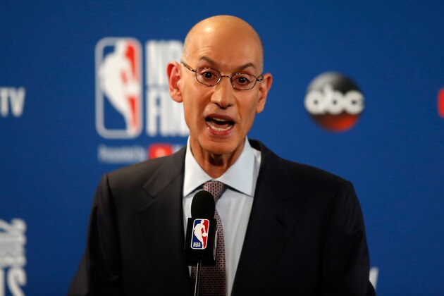 OAKLAND, CA - MAY 31:  Commissioner Adam Silver of the NBA addresses the media before Game 1 of the 2018 NBA Finals at ORACLE Arena on May 31, 2018 in Oakland, California. NOTE TO USER: User expressly acknowledges and agrees that, by downloading and or using this photograph, User is consenting to the terms and conditions of the Getty Images License Agreement.  (Photo by Lachlan Cunningham/Getty Images)