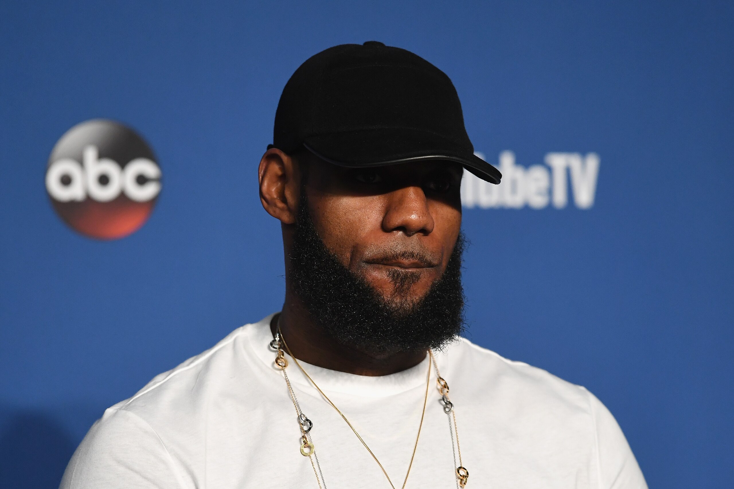 CLEVELAND, OH - JUNE 08: LeBron James #23 of the Cleveland Cavaliers speaks to the media after being defeated by the Golden State Warriors during Game Four of the 2018 NBA Finals at Quicken Loans Arena on June 8, 2018 in Cleveland, Ohio. The Warriors defeated the Cavaliers 108-85 to win the 2018 NBA Finals. NOTE TO USER: User expressly acknowledges and agrees that, by downloading and or using this photograph, User is consenting to the terms and conditions of the Getty Images License Agreement. (Photo by Jason Miller/Getty Images) CLEVELAND, OH - JUNE 08: LeBron James #23 of the Cleveland Cavaliers speaks to the media after being defeated by the Golden State Warriors during Game Four of the 2018 NBA Finals at Quicken Loans Arena on June 8, 2018 in Cleveland, Ohio. The Warriors defeated the Cavaliers 108-85 to win the 2018 NBA Finals. NOTE TO USER: User expressly acknowledges and agrees that, by downloading and or using this photograph, User is consenting to the terms and conditions of the Getty Images License Agreement. (Photo by Jason Miller/Getty Images)