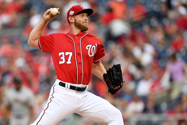 WASHINGTON, DC - JUNE 08: Stephen Strasburg #37 of the Washington Nationals pitches in the first inning against the San Francisco Giants at Nationals Park on June 8, 2018 in Washington, DC. (Photo by Greg Fiume/Getty Images) WASHINGTON, DC - JUNE 08: Stephen Strasburg #37 of the Washington Nationals pitches in the first inning against the San Francisco Giants at Nationals Park on June 8, 2018 in Washington, DC. (Photo by Greg Fiume/Getty Images)