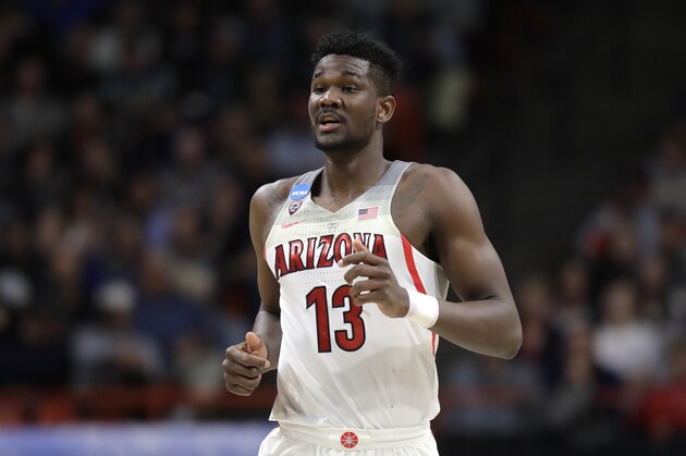 Arizona forward Deandre Ayton during the first half of a first-round game against Buffalo in the NCAA men's college basketball tournament Thursday, March 15, 2018, in Boise, Idaho. (AP Photo/Ted S. Warren)