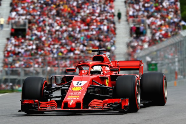 MONTREAL, QC - JUNE 10: Sebastian Vettel of Germany driving the (5) Scuderia Ferrari SF71H on track during the Canadian Formula One Grand Prix at Circuit Gilles Villeneuve on June 10, 2018 in Montreal, Canada.  (Photo by Mark Thompson/Getty Images)