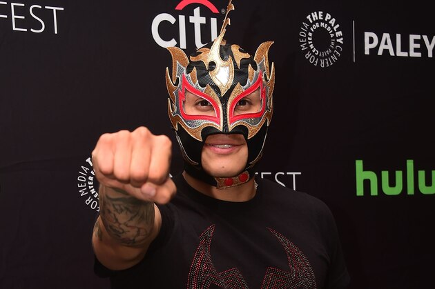 Fenix from the cast of 'Lucha Underground' poses on arrival for the Paley Center For Media 's 10th annual PaleyFest fall TV previews in Beverly Hills, California on September 9, 2016  / AFP / Frederic J. BROWN        (Photo credit should read FREDERIC J. BROWN/AFP/Getty Images)