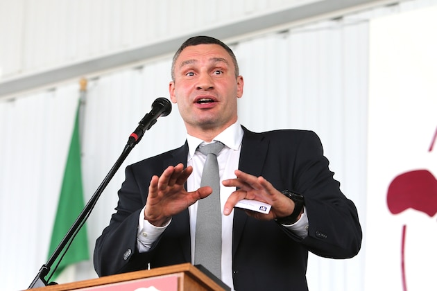 CANASTOTA, NY - JUNE 10:  Inductee Vitali Klitschko speaks during the 2018 induction ceremony at the International Boxing Hall of Fame for the Weekend of Champions event on June 10, 2018 in Canastota, New York. (Photo by Alex Menendez/Getty Images)