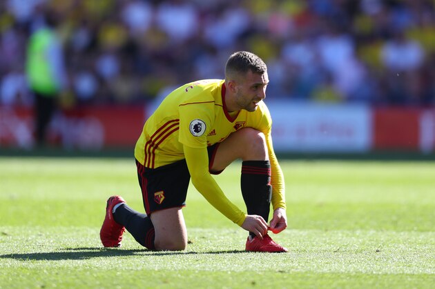 WATFORD, ENGLAND - MAY 05: Gerard Deulofeu of Watford during the Premier League match between Watford and Newcastle United at Vicarage Road on May 5, 2018 in Watford, England. (Photo by Catherine Ivill/Getty Images)