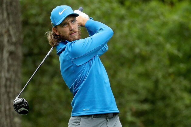 AUGUSTA, GA - APRIL 07:  Tommy Fleetwood of England plays his shot from the second tee during the third round of the 2018 Masters Tournament at Augusta National Golf Club on April 7, 2018 in Augusta, Georgia.  (Photo by Patrick Smith/Getty Images)